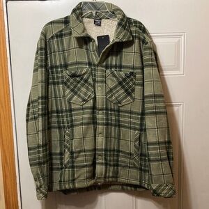 Hurley Olive Plaid Shirt Jacket S NWT